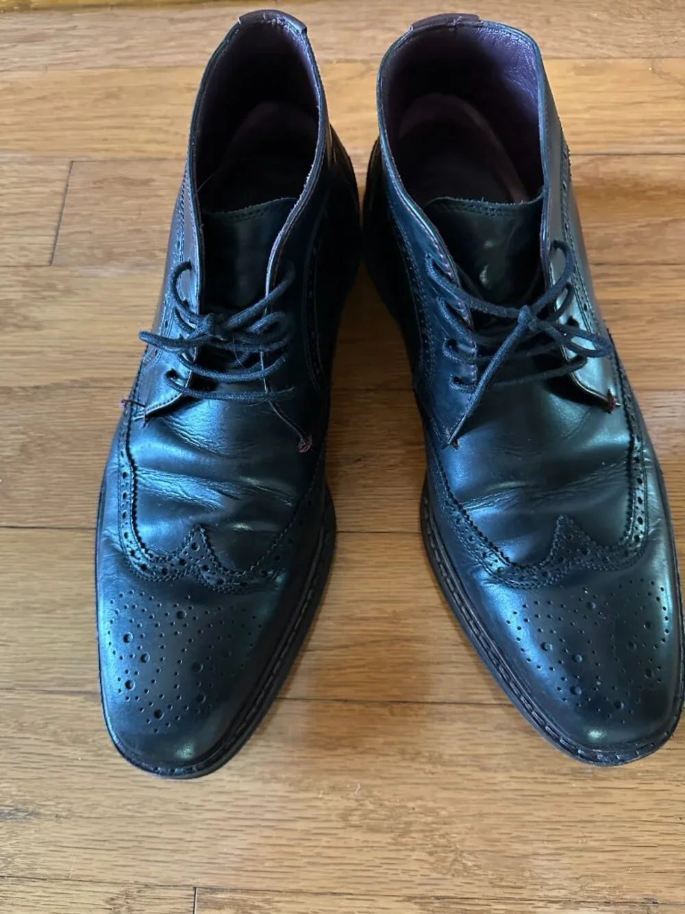 Baker London Men's Black Leather Wingtip Chukka Boots Brogue US 10 EU 43